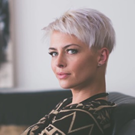 Picture of a lady with cool short blonde hair